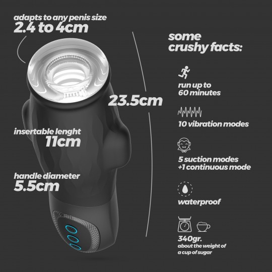 МАСТУРБАТОР CRUSHIOUS GARGANTUA СО СЪЕМНОЙ ВТУЛКОЙ, ОТСОСОМ И БЕСПЛАТНОЙ СМАЗКОЙ
