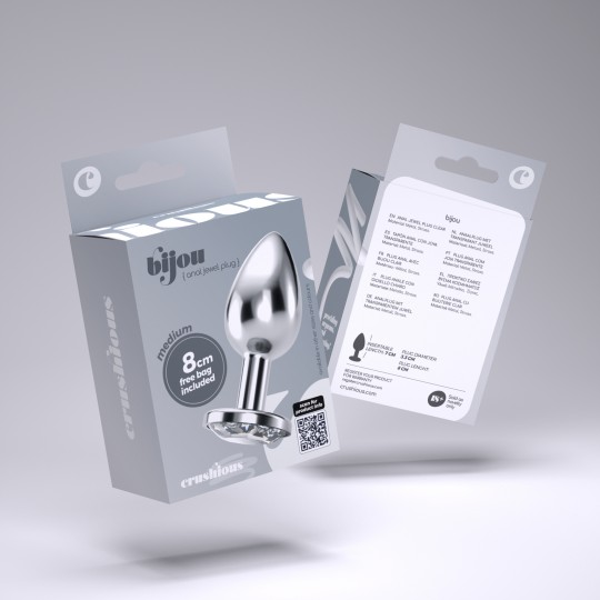 CRUSHIOUS BIJOU ANAL JEWEL PLUG CLEAR MEDIUM WITH FREE VELVETY BAG