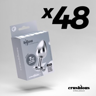 PACK OF 48 CRUSHIOUS BIJOU ANAL JEWEL PLUG CLEAR SMALL WITH FREE VELVETY BAG