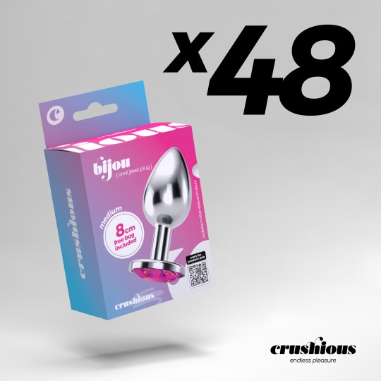 PACK DE 48 PLUG ANAL JOYA BIJOU ROSA MEDIANO CRUSHIOUS CON BOLSA ATERCIOPELADA GRATIS