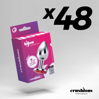 PACK DE 48 PLUG ANAL BIJOU ROUGE PETIT CRUSHIOUS AVEC SAC VELOUTÉ GRATUIT