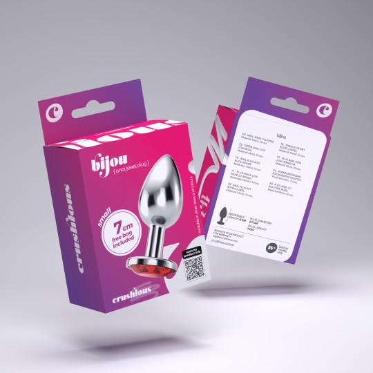 PACK DE 48 PLUG ANAL JOIA BIJOU VERMELHO PEQUENO CRUSHIOUS COM BOLSA AVELUDADA GRÁTIS