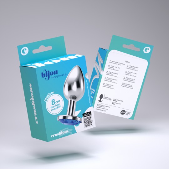 PLUG ANAL BIJOU BLEU MOYEN CRUSHIOUS AVEC SAC VELOUTÉ GRATUIT