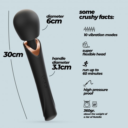 CRUSHIOUS HOLLY RECHARGEABLE WAND MASSAGER BLACK