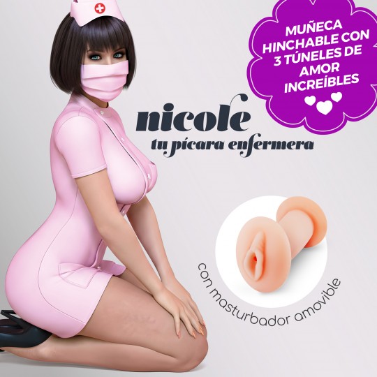 NICOLE LA ENFERMERA MUÑECA INFLABLE CON MASTURBADOR