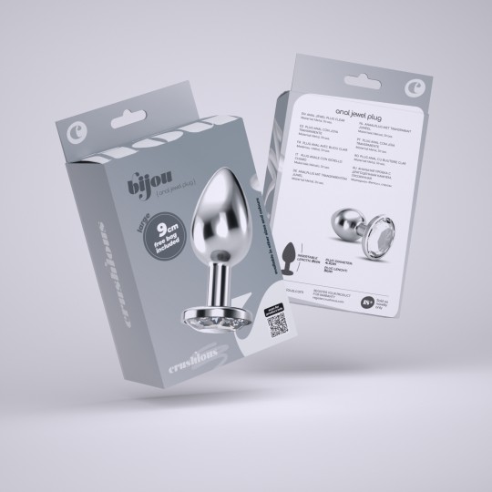 PLUG ANAL JOIA BIJOU TRANSPARENTE GRANDE CRUSHIOUS COM BOLSA AVELUDADA GRÁTIS
