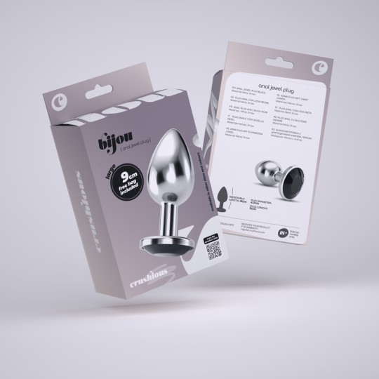 PLUG ANAL JOYA BIJOU NEGRO GRANDE CRUSHIOUS CON BOLSA ATERCIOPELADA GRATIS