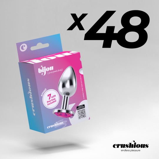 CONFEZIONE DA 48 PICCOLO CRUSHIOUS ROSA BIJOU GIOIELLI ANAL PLUG CON TRASPORTO VELLUTATO POUCH