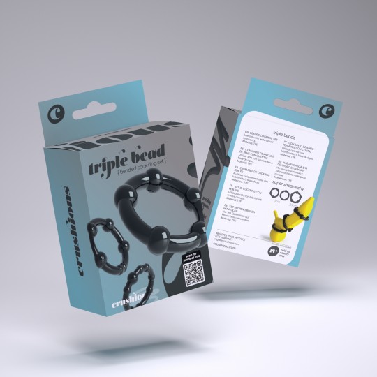CONJUNTO DE ANILLOS DE PENE TRIPLE BEAD NEGROS CRUSHIOUS