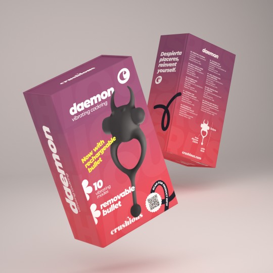 DAEMON ANEL PARA O PÉNIS COM BALA RECARREGÁVEL PRETO CRUSHIOUS