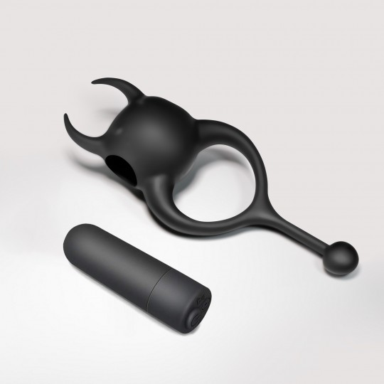 CRUSHIOUS DAEMON COCKRING WITH RECHARGEABLE VIBRATING BULLET BLACK