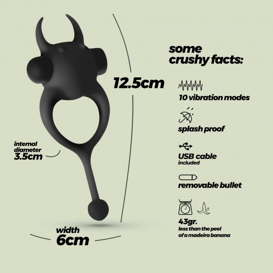 DAEMON ANILLO PARA EL PENE CON BALA RECARGABLE NEGRO CRUSHIOUS