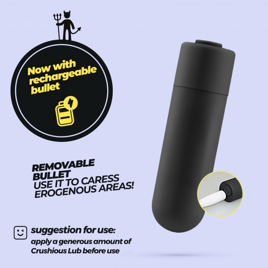 CRUSHIOUS DAEMON COCKRING WITH RECHARGEABLE VIBRATING BULLET BLACK