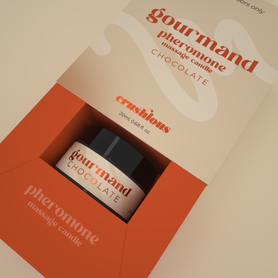 МАССАЖНАЯ СВЕЧА GOURMAND С ФЕРОМОНАМИ И АРОМАТОМ ШОКОЛАДА, 20 МЛ, CRUSHIOUS
