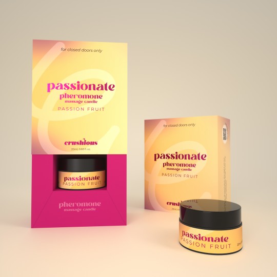 BOUGIE DE MASSAGE PASSIONATE AUX PHÉROMONES ET AU PARFUM DE FRUIT DE LA PASSION 20 ML CRUSHIOUS