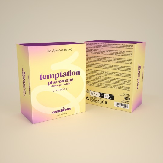 VELA DE MASAJE TEMPTATION CON FEROMONAS Y AROMA DE CARAMELO DE NATA 20ML CRUSHIOUS