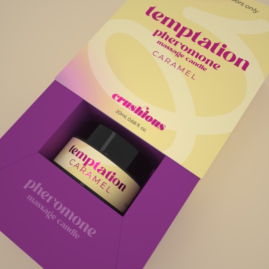 VELA DE MASAJE TEMPTATION CON FEROMONAS Y AROMA DE CARAMELO DE NATA 20ML CRUSHIOUS