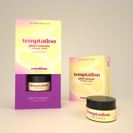 VELA DE MASAJE TEMPTATION CON FEROMONAS Y AROMA DE CARAMELO DE NATA 20ML CRUSHIOUS