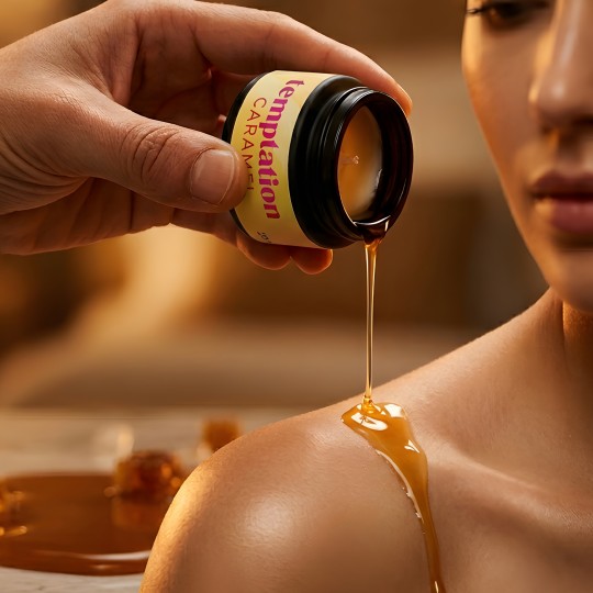 VELA DE MASAJE TEMPTATION CON FEROMONAS Y AROMA DE CARAMELO DE NATA 20ML CRUSHIOUS