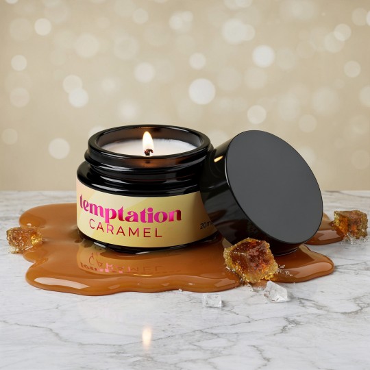 VELA DE MASAJE TEMPTATION CON FEROMONAS Y AROMA DE CARAMELO DE NATA 20ML CRUSHIOUS