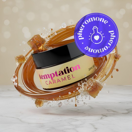 VELA DE MASAJE TEMPTATION CON FEROMONAS Y AROMA DE CARAMELO DE NATA 20ML CRUSHIOUS