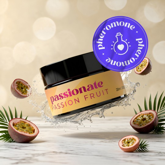 VELA DE MASAJE PASSIONATE CON FEROMONAS Y AROMA A FRUTA DE LA PASIÓN 20 ML CRUSHIOUS