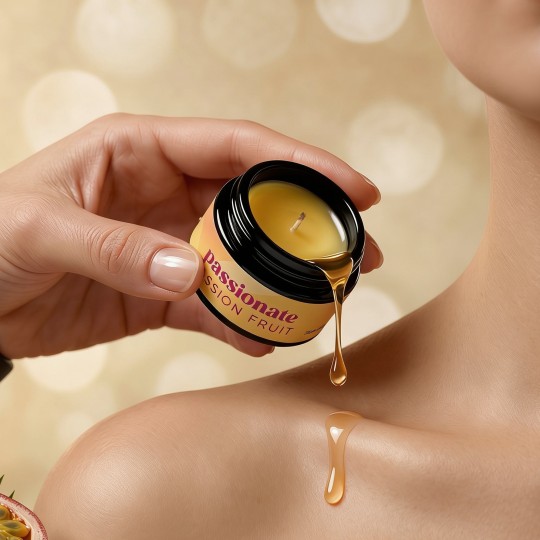 BOUGIE DE MASSAGE PASSIONATE AUX PHÉROMONES ET AU PARFUM DE FRUIT DE LA PASSION 20 ML CRUSHIOUS