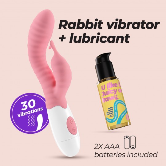 VIBRADOR COM ESTIMULADOR DE CLITÓRIS GUMMIE ROSA E LUBRIFICANTE À BASE DE ÁGUA INCLUÍDO CRUSHIOUS