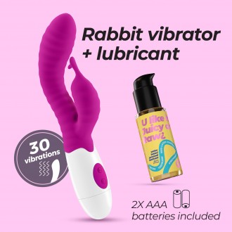 VIBROMASSEUR RABBIT GUMMIE VIOLET ET LUBRIFIANT À BASE D’EAU INCLUS CRUSHIOUS
