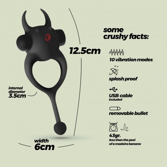 DAEMON PENISRING MIT WIEDERAUFLADFAREM VIBRATOR SCHWARZ CRUSHIOUS