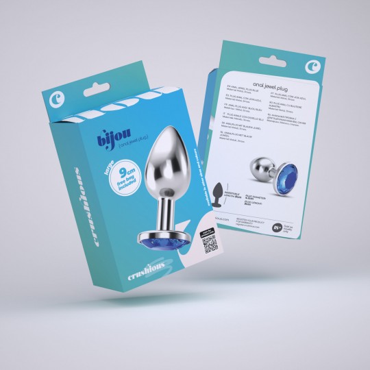 PLUG ANAL JOYA BIJOU AZUL GRANDE CRUSHIOUS CON BOLSA ATERCIOPELADA GRATIS