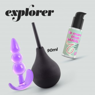 EXPLORER DOUCHE ANALE 90ML AVEC LUBRIFIANT ANAL 50ML ET PLUG ANAL THE PLUNGER CRUSHIOUS