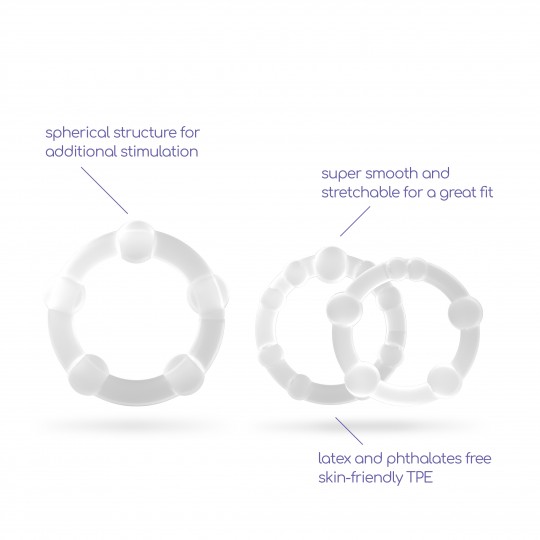 TRIPLE BEAD COCKRING SET CLEAR CRUSHIOUS