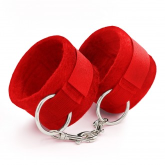 TOUGH LOVE VELCRO HANDCUFFS WITH EXTRA 40CM CHAIN CRUSHIOUS RED