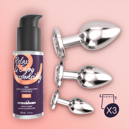 АНАЛЬНЫЙ ЛУБРИКАНТ CRUSHIOUS WET TRAIN LUBRICANT + BIJOU TRIO CLEAR С БЕСПЛАТНЫМИ ИНДИВИДУАЛЬНЫМИ ПАКЕТИКАМИ