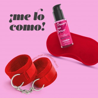 MI PIACE! VELCRO MANETTE SET + RASO DI VENDITA E CRUSHIOUS FRAGOLA KISSABLE LUBRIFICANTE