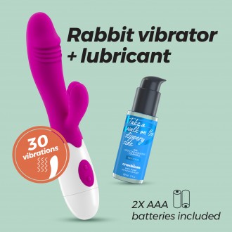 VIBRADOR CON ESTIMULADOR DE CLÍTORIS LOLLIPOP Y LUBRICANTE DE BASE AGUA INCLUIDO CRUSHIOUS