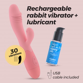 CRUSHIOUS BLOSSOMS RECHARGEABLE RABBIT VIBRATOR PASTEL PINK WITH WATERBASED LUBRICANT INCLUDED