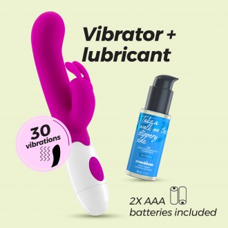 VIBRADOR CON ESTIMULADOR DE CLÍTORIS JIGGLIE Y LUBRICANTE DE BASE AGUA INCLUIDO CRUSHIOUS