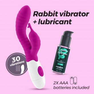 CRUSHIOUS GUMMIE RABBIT VIBRATOR PURPLE WITH WATERBASED LUBRICANT INCLUDED