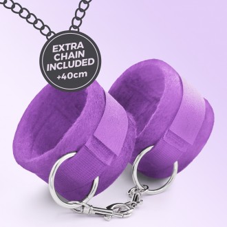 TOUGH LOVE VELCRO HANDCUFFS WITH EXTRA 40CM CHAIN CRUSHIOUS PURPLE