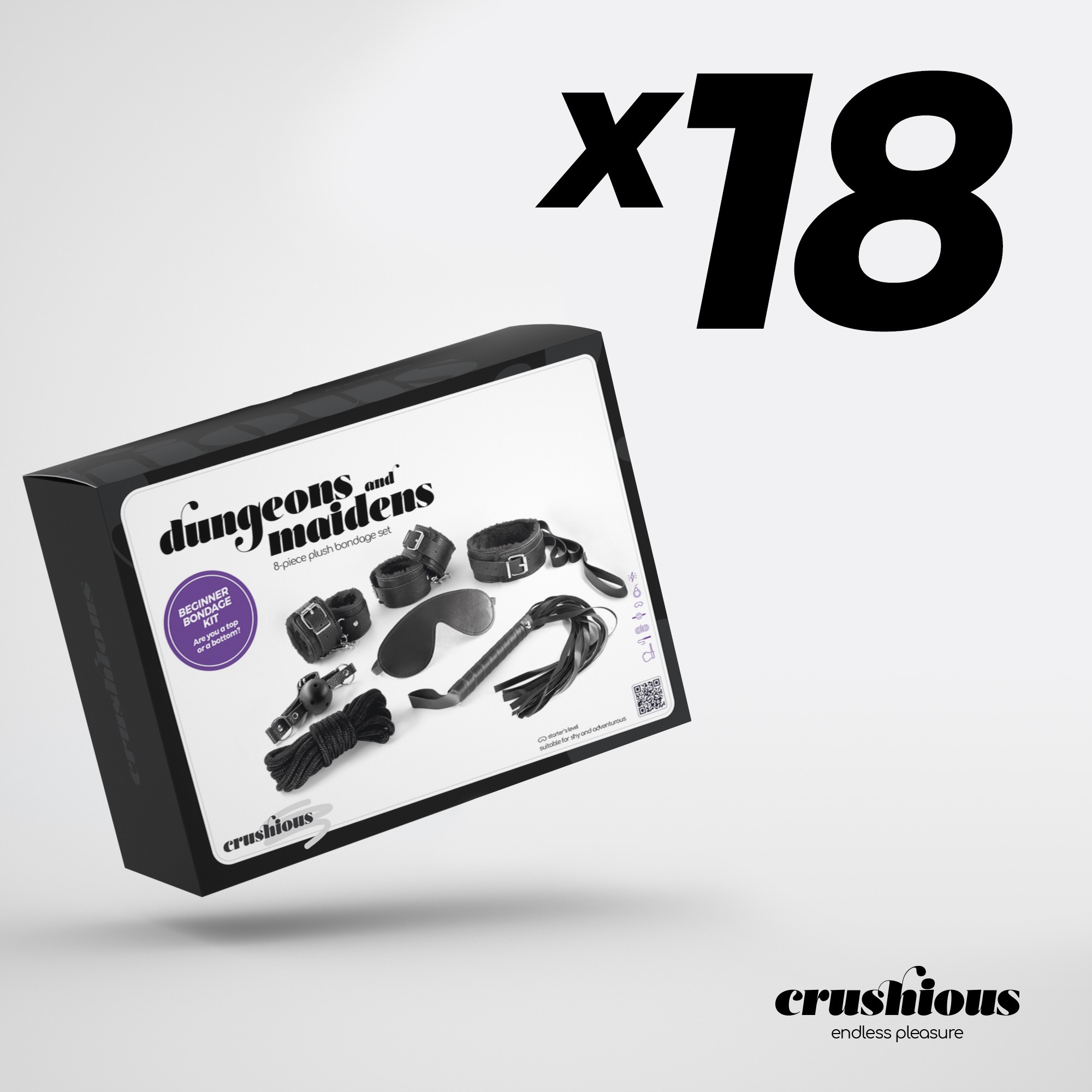 PACK DE 18 KIT BDSM DUNGEONS & MAIDENS NEGRO CRUSHIOUS