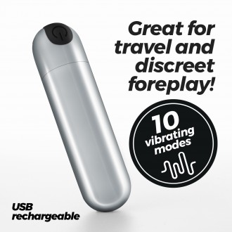 ПЕРЕЗАРЯЖАЕМАЯ ВИБРОПУЛЯ CRUSHIOUS IMOAN СЕРЕБРЯНАЯ