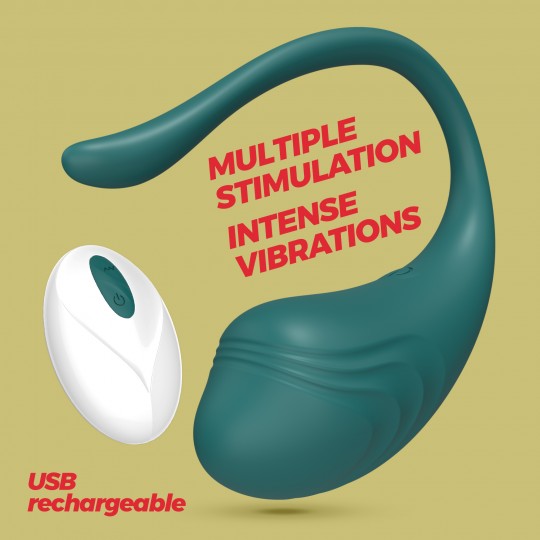 ПЕРЕЗАРЯЖАЕМОЕ ВИБРОЯЙЦО CRUSHIOUS TAMAGO С ПУЛЬТОМ ДИСТАНЦИОННОГО УПРАВЛЕНИЯ ИЗУМРУДНОГО ЦВЕТА