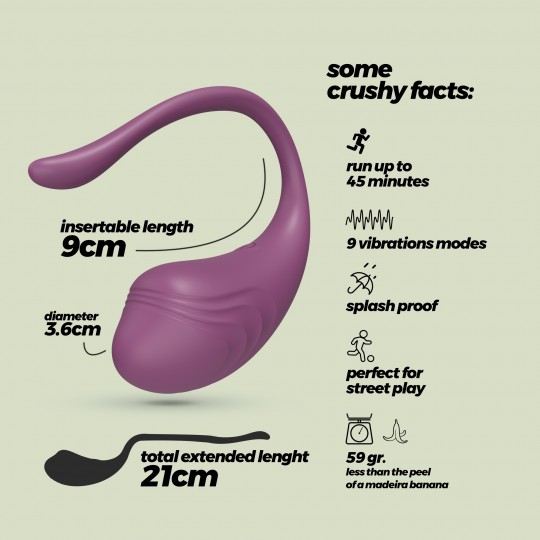 ПЕРЕЗАРЯЖАЕМОЕ ВИБРОЯЙЦО CRUSHIOUS TAMAGO С ПУЛЬТОМ ДИСТАНЦИОННОГО УПРАВЛЕНИЯ ФИОЛЕТОВЫЙ